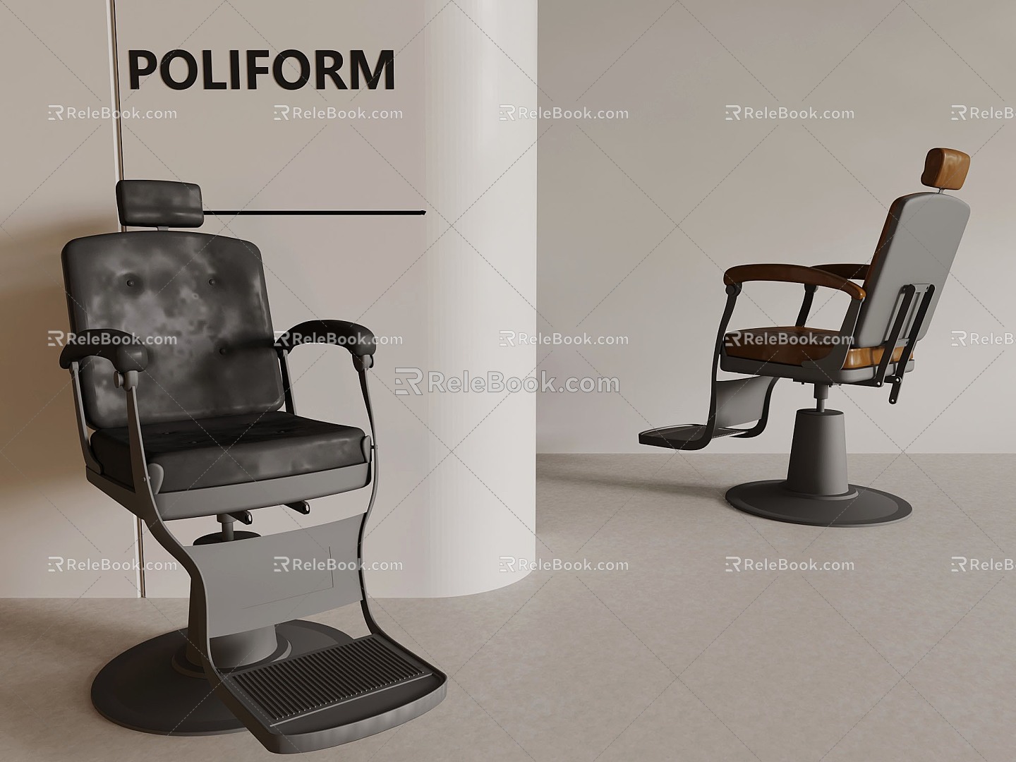 modern barber equipment barber chair 3d model