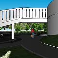 Waterfront Landscape Design Featuring Circular Paths Trees Bridge Round Plaza And Green Spaces
