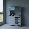 Modern Sleek Sideboard With Wooden White Finish Glass Doors Coffee Machine And Drink Storage Drawers