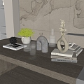 Modern Dining Table Ornaments Potted Wine Vase Dried Books 3d model