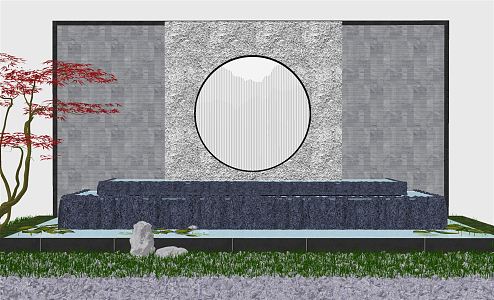 New Chinese style landscape wall courtyard landscape waterscape 3d model