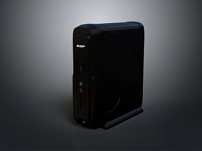 KOYIN Black Desktop PC Tower With Interface Ports And Indicator Lights 3d model
