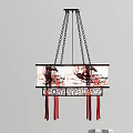 Chinese Traditional Dragon Pattern Pendant Light With Red Tassels And Carved Frame