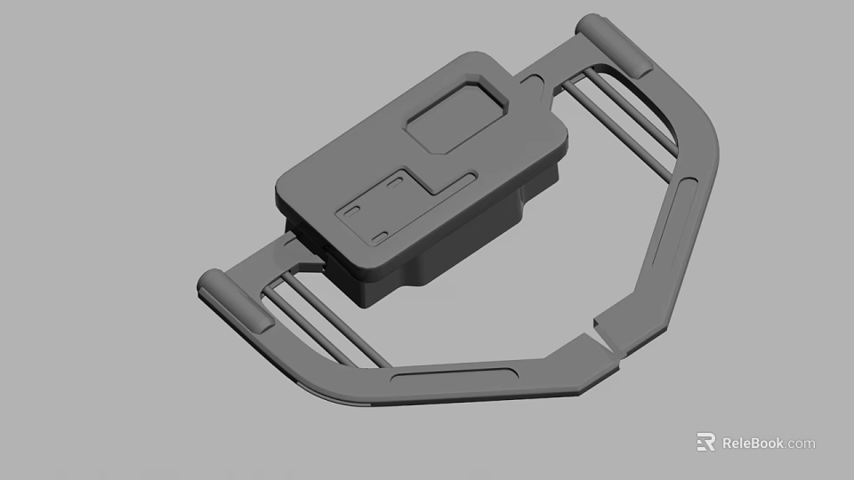Gray 3D Rendered Structural Component With Rectangular Base And Frame Design 3d model 