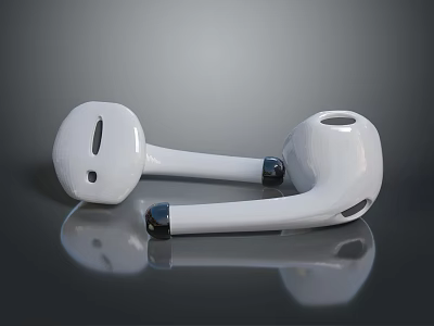 White Wireless Computer Headphones With Modern Design And Reflective Surface Finish 3d model