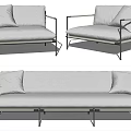 Modern Light Gray Three Piece Sofa Set With Metal Frame And Soft Cushions 3d model