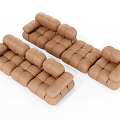 Modern Brown Sectional Sofa Featuring Modular Cube Design For Living Room 3d model