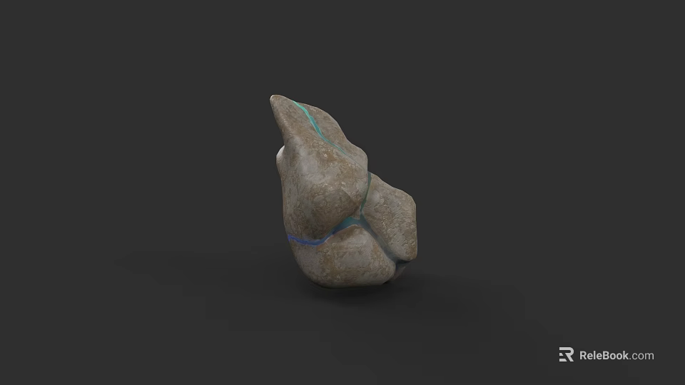 Natural Decorative Stone With Irregular Shape Blue Lines And Surface Texture 3d model