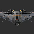 Futuristic Sci-Fi Spaceship Featuring Black and Orange Color Sleek Aerodynamic Design and Engines