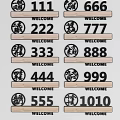 Wooden Welcome Signs With Chinese Symbols And Numbers 222 777 333 888