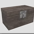 Rustic Wooden Storage Chest With Secure Metal Lock For Home Organization 3d model