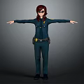 3D Model of Female Police Officer in Dark Blue Uniform With Sunglasses and Outstretched Arms