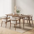 Modern Wooden Dining Table With Chairs Green Plant In Vase Tea Set Bright Interior