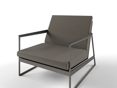 Modern Dark Gray Leisure Chair With Metal Frame And Fabric Seat Cushion 3d model