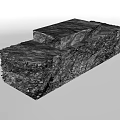 Elegant Modern Coffee Table With Rough Textured Stone And Layered Tabletop 3d model