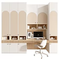 Modern bookcase children's bookcase desk and chair combination 3d model