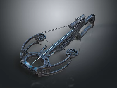 Detailed Modern Mechanical Crossbow With Metal Frame And Tactical String Structure 3d model