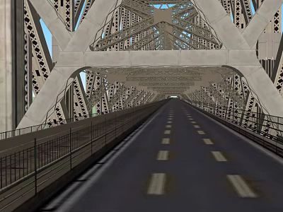 Modern Steel Structure Highway Bridge With Two Way Lanes And Metal Framework 3d model