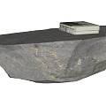 Natural Stone Coffee Table With Irregular Shape And Stack Of Books On Top 3d model