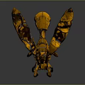 3D Character Model Of Golden Insect Creature With Metallic Texture And Detailed Wings Legs