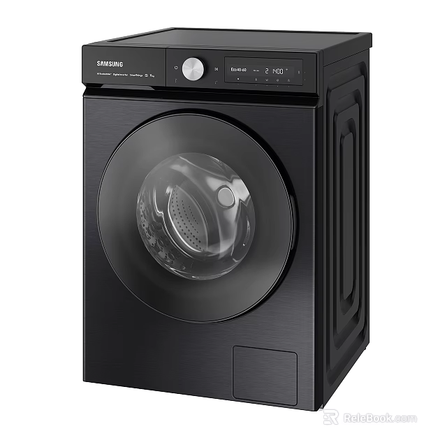 Siemens Black Front Load Washing Machine With Modern Design And Digital Control Panel 3d model 