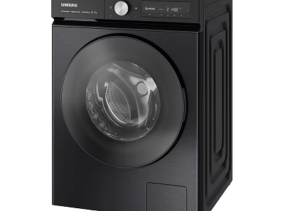 Siemens Black Front Load Washing Machine With Modern Design And Digital Control Panel 3d model