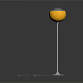 Modern Floor Lamp With Yellow Spherical Shade And Silver Pole Base