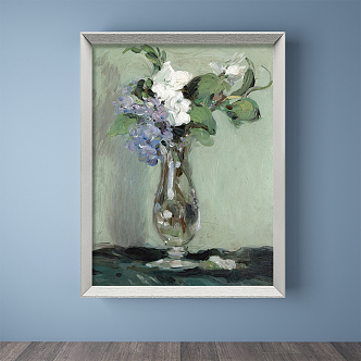 Jane European Oil Painting Neoclassical Green Living Room Plant Flower Decorative Painting 3d model