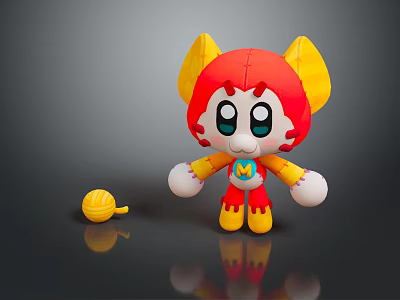 Game And Movie Character Featuring Red Hair Yellow Ears Big Eyes And Small Yellow Bell 3d model