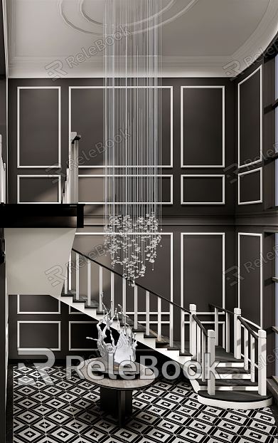 Modern Stairs Stairs Crystal Chandelier Ornaments model