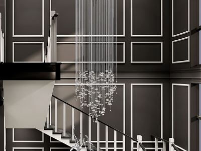 Modern Stairs Crystal Chandelier Ornaments model