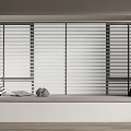 Modern venetian blinds bay window cushion pillow combination venetian blinds window 3d model
