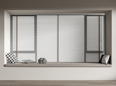 Modern venetian blinds bay window cushion pillow combination venetian blinds window 3d model