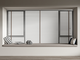 Modern venetian blinds bay window cushion pillow combination venetian blinds window 3d model