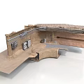 Industrial Structure Model With Curved Walls Pipes Platforms And Support Components