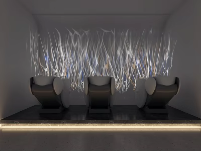 Modern Beauty Hair Salon Interior With Stylish Chairs Decorative Wall And Soft Lighting 3d model