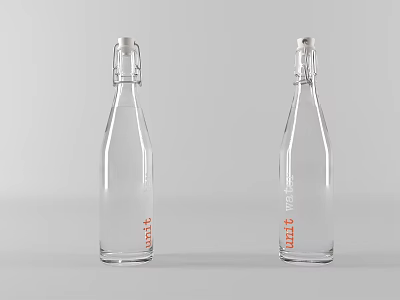 Modern pure water glass bottle 3d model