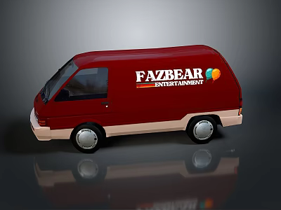 Red Van Side With Fazbear Entertainment Logo and Colorful Balloon Design 3d model