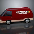 Red Van Side With Fazbear Entertainment Logo and Colorful Balloon Design