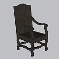 Dark Toned Wooden Leisure Chair Featuring Carved Legs And Curved Armrests