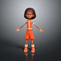 Cute Child Character In Orange Outfit And Orange Shoes With Open Arms Standing Pose