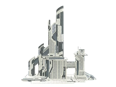 Futuristic Architectural Ensemble With Geometric Skyscrapers And Modern Urban Structures 3d model