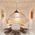 Modern Dessert Bakery Shop Interior With Display Counter Pastry Cases And Pendant Lights
