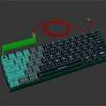Green Mechanical Keyboard With Backlit Keys Coiled Cable And Compact Design 3d model