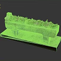 Stone Trough Planter With Green Plants On Brick Platform And Support Legs