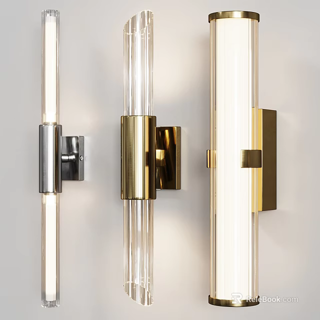 Modern Wall Lamps With Metal Base And Transparent Long Strip Shade 3d model 