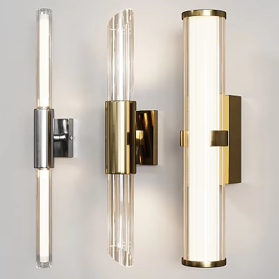 Modern Wall Lamps With Metal Base And Transparent Long Strip Shade 3d model
