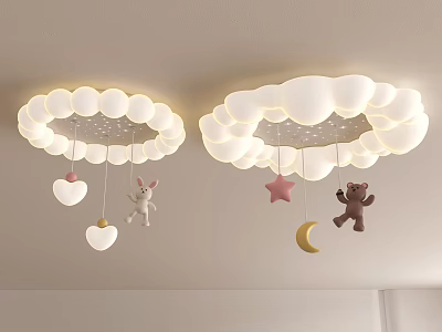 Cloud Shaped Ceiling Lights With Heart Rabbit Star Moon Bear Decorations 3d model