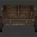 Vintage Wooden Cart With Large Spoked Wheels And Rustic Open Structure
