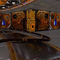 Sci Fi Style Futuristic Cartoon Scene With Yellow Machines Round Windows And Black Cables
